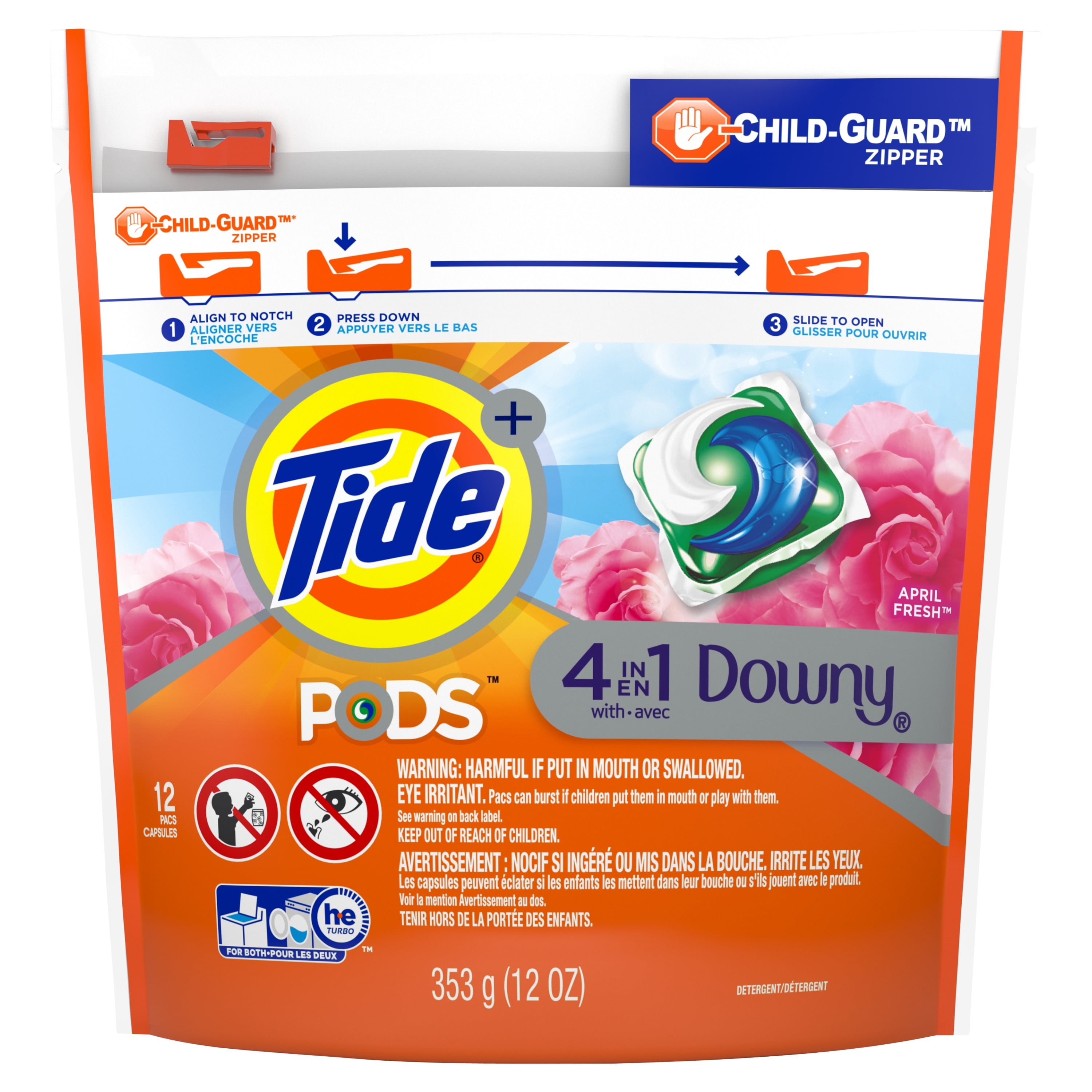 Tide PODS with Downy, Liquid Laundry Detergent Pacs, April Fresh, 12