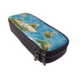 thumbnail image 6 of Picia Earth View World Map Pattern Large Capacity PU Leather Pencil Case Organizer Pen Marker Holder Double Zipper Storage Bag Big Pencil Pouch for College Office, 6 of 6