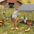 thumbnail image 1 of Royalbelle 130×40×40 Inch Large Chicken Coop,3 Compartments Chicken Run with 2 Doors & Waterproof Cover,Walk in Poultry Cage for Hen,Rabbit,Duck,Goose,Silver, 1 of 7