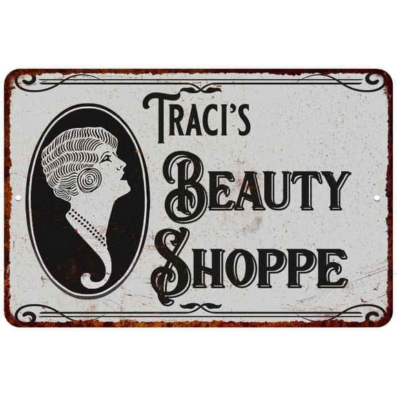 Traci's Beauty Shoppe Chic Sign Vintage Decor 8x12 Metal Sign 108120021404