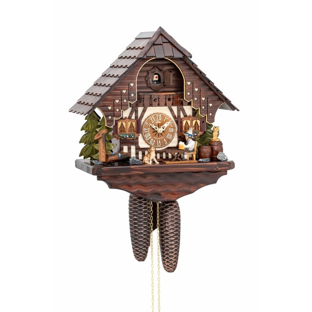 Black Forest House Cuckoo Clock with Movable Beer Drinker from ISDD