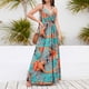 thumbnail image 4 of Vestido Largo Vestido largo de playa para mujer, cuello en V, vestido suelto, línea A, cintura alta elástica para vacaciones Cgtredaw Naranja S para Mujer, 4 of 6