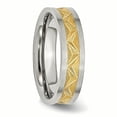 thumbnail image 4 of Bague en Acier Inoxydable Rainurée Jaune Plaquée IP pour Femmes 6mm Bande Brossée Taille 6, 4 of 6