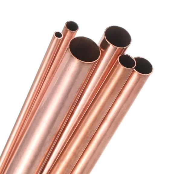 Uxcell 200mm Copper Round Tube, 2mm 3mm 4mm 5mm 6mm 7mm OD 0.2mm Wall Thick Seamless Straight Copper Pipe Tubing [Set of 6 Sizes]