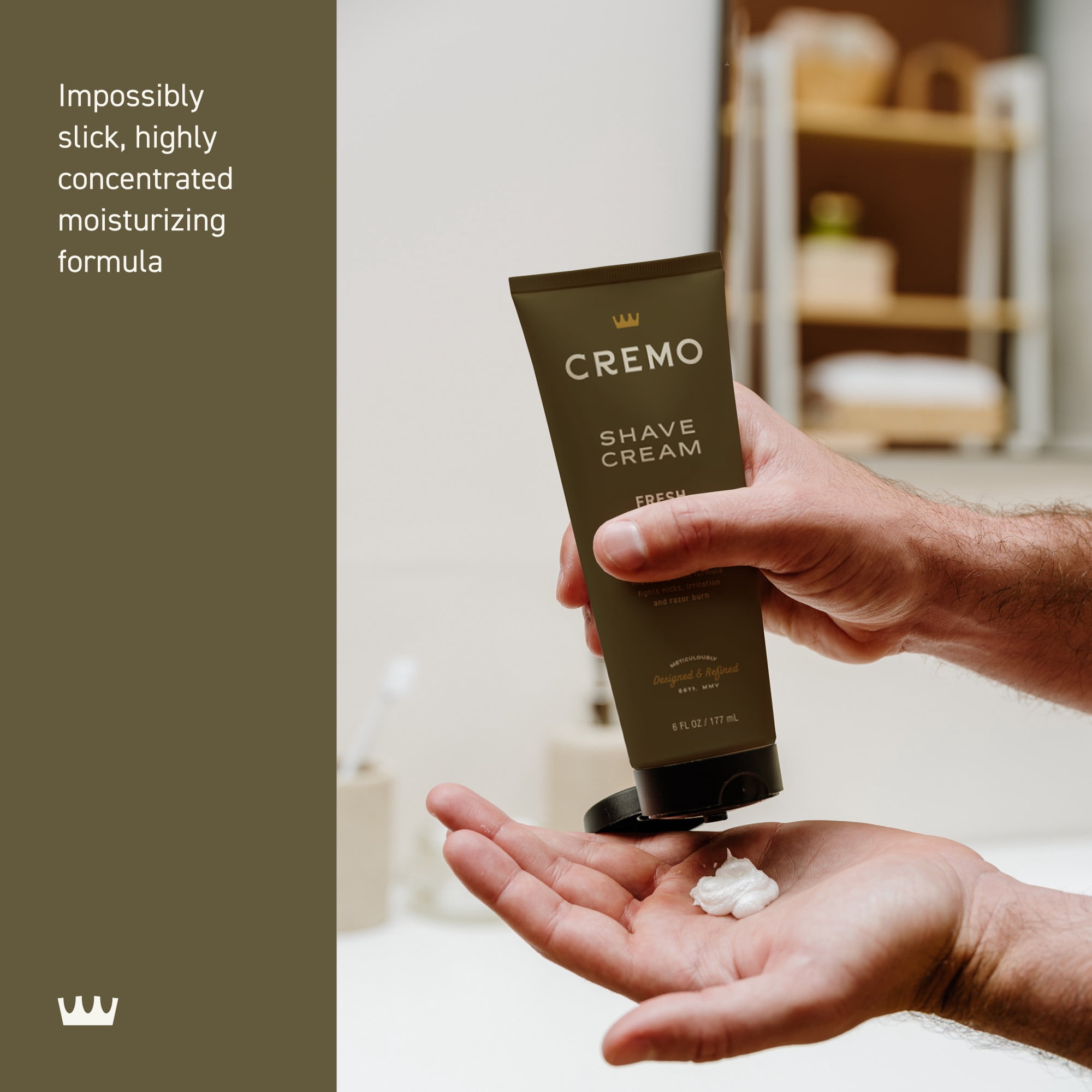 Cremo Heritage Green Moisturizing Shaving Cream for Men, Fresh Timber Scent, 6 fl oz