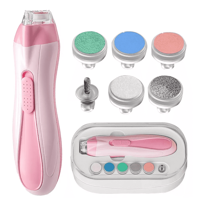"6 En 1 Lima Electrica Pedicure Manicura Todo Para Uñas Bebés Rosa "