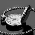 thumbnail image 2 of Classic Vintage Stainless Steel Quartz Pocket Watch, Arabic Numerals Scale Mens Womens Pocket Watch with Chain, 2 of 6