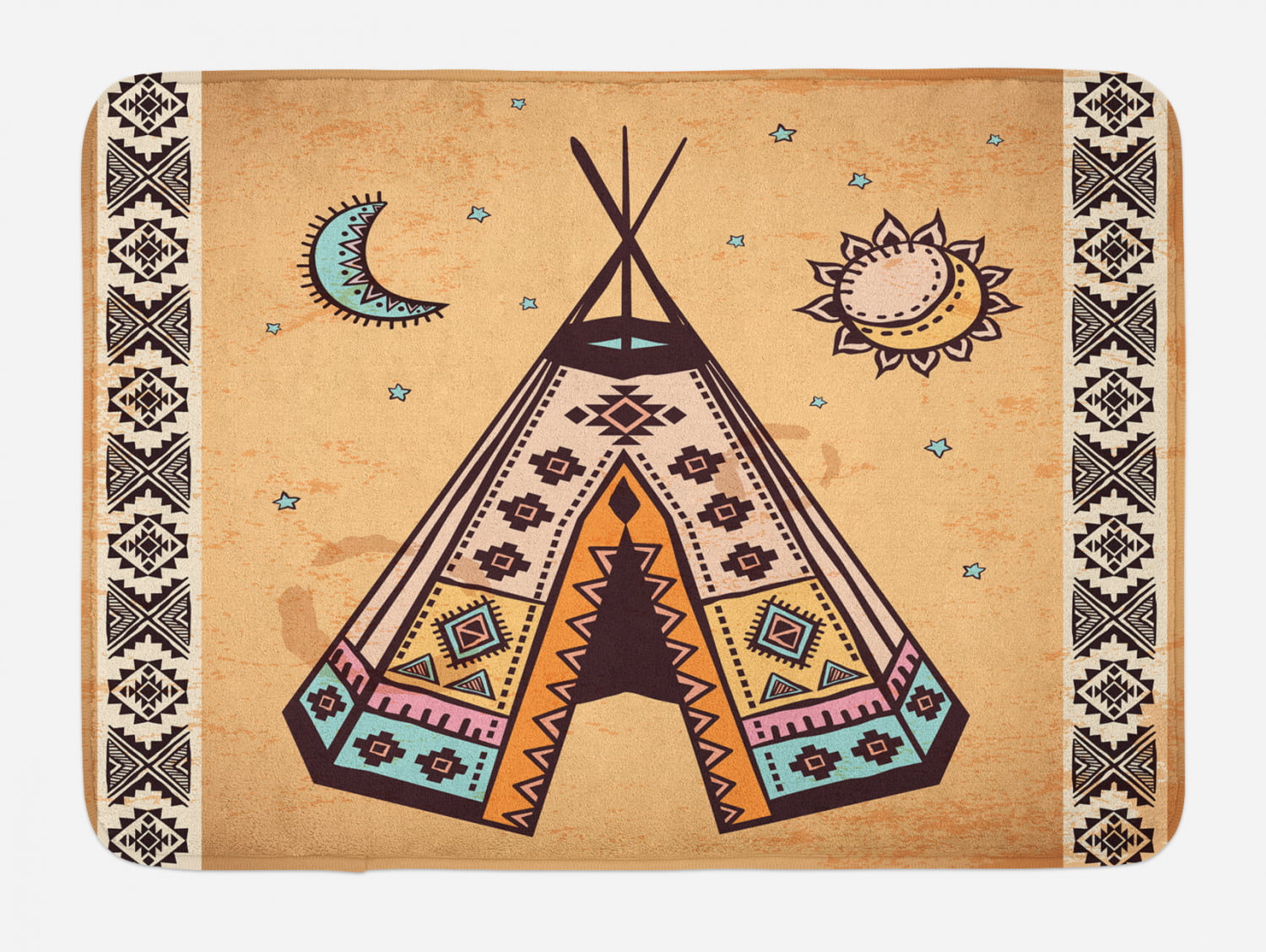 Hand Drawn Dreamcathcher Folkloric Birds Image Teal Coral 29.5 X 17.5 Ambesonne Tribal Bath Mat Plush Bathroom Decor Mat with Non Slip Backing