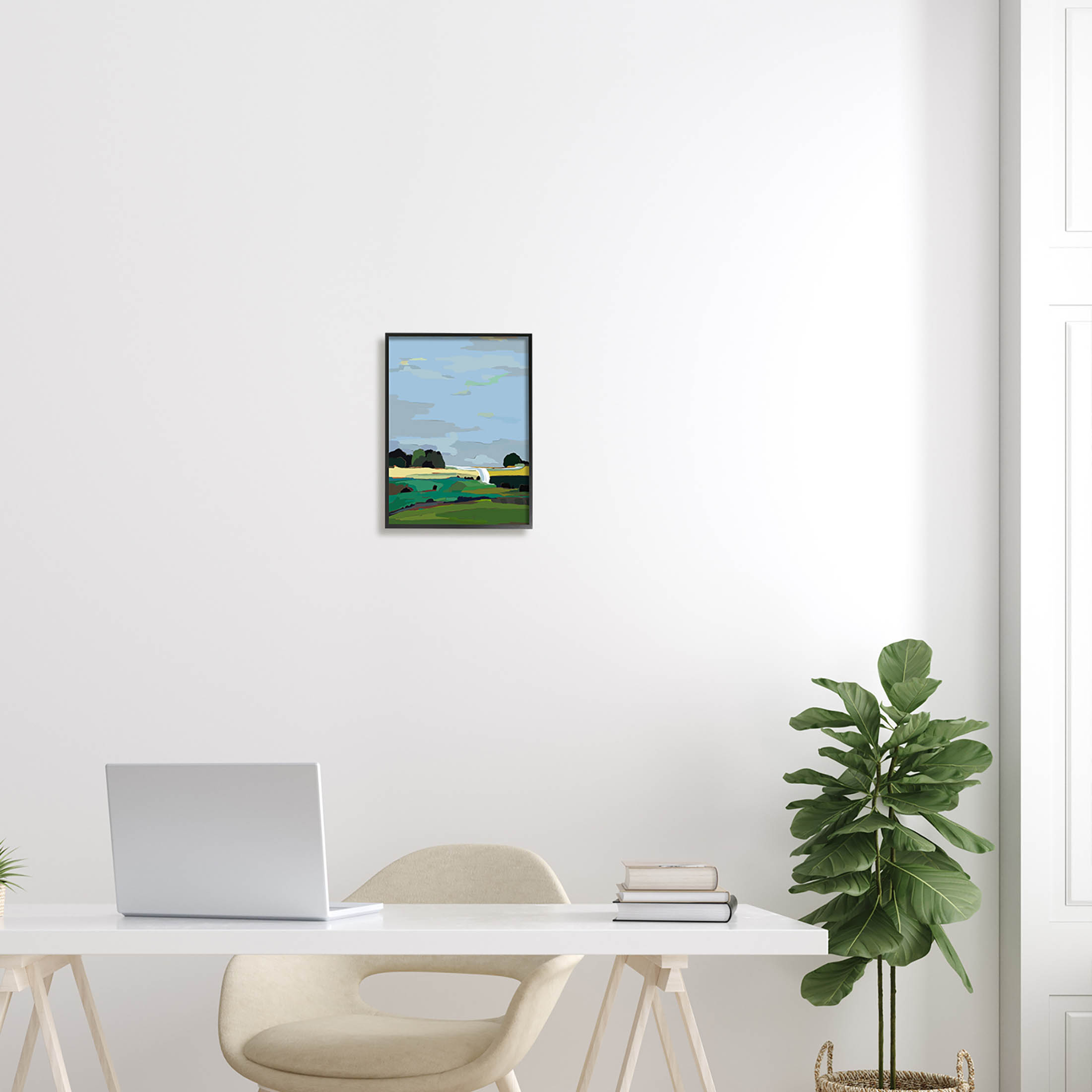 Stupell Industries Flowing Stream Rural Landscape Graphic Art Black Framed Art Print Wall Art, Design by Nikita Jariwala