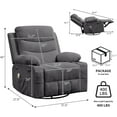 thumbnail image 3 of EastVita 360° Swivel Oversized Recliner Single Sofa Seat, Recliner Chair with Massage and Heat, Adult Rocking Chair Reclining Sofa with Cup Holder and Pockets for Living Room, 3 of 7