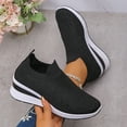 thumbnail image 4 of Wedge Sneakers for Women Elastic Knitted Mesh Glitter Rhinestone Slip on Tennis Shoes Arch Support Casual Walking Shoes Breathable Loafers Black Size 8, 4 of 6
