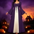 thumbnail image 2 of Palace Dresses for Women Long Sleeve Ruffle Hem Elegant Color Block Fashion Halloween Party Dress, 2 of 9