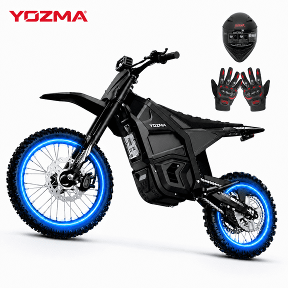 Yozma IN10 Pro 5500W Electric Dirt Bike for Adult, 17"/14" Tire Electric Motorcycle with 60V 27Ah Battery, 50 MPH, 60-Mile Range, 220NM, Hydraulic Brakes, Black