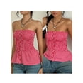 thumbnail image 6 of Biezeib Women Tube Top, Strapless Backless Plaid Vest Button Closure Slim Fit Summer Clubwear, 6 of 6