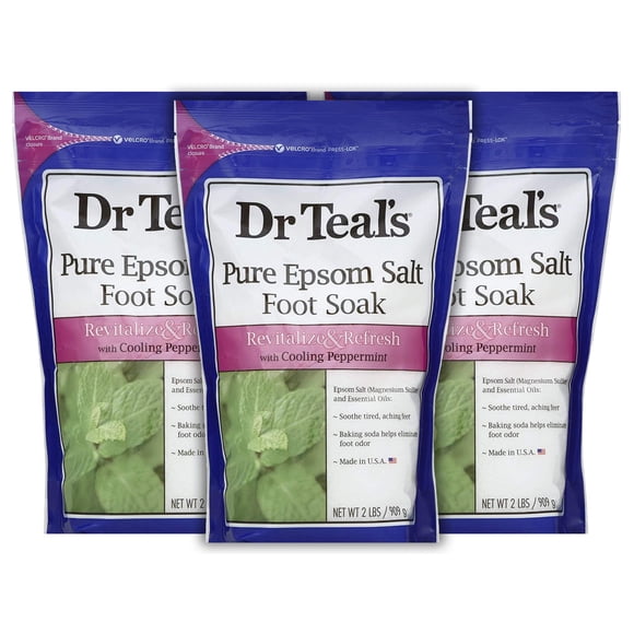 Foot Soak Dr. Teal's Peppermint, paquete de 3 unidades, 2 kg cada uno