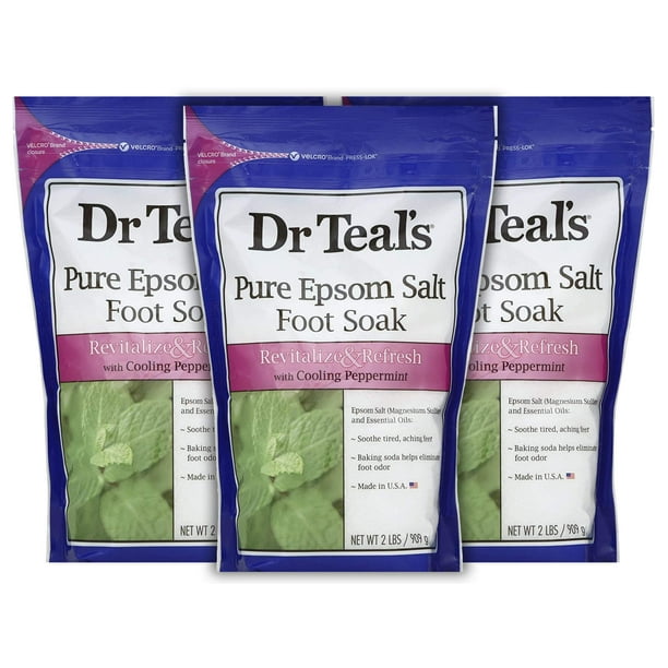 Foot Soak Dr. Teal's Peppermint, paquete de 3 unidades, 2 kg cada uno