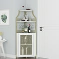 thumbnail image 4 of Aoile Corner Bar Cabinet, 5-Tiers Liquor Cabinet Bar with Adjustable Shelf & Glass Holder for Home, Gold, 4 of 7