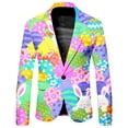 thumbnail image 4 of Mens Printed Button Long Sleeve Coat and Pants Two Piece Suit with Multi Pockets Slim Fit Floral Dinner Sport Coat Blazers for Holiday Party Events, 4 of 5