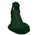thumbnail image 4 of Halloween Costumes for Women, Medieval Gothic Hooded Dress, Lace Up Corset Waist Renaissance Costume, Vintage Long Sleeve Cosplay Gown for Halloween, Renaissance Fair & Themed Parties, 4 of 5