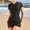 Black, variant on Sakmal One Piece Swimsuits for Women Rash Guards Short Sleeve Athletic Bathing Suit Vacation Crew Neck Black Womens Bthing Suit L