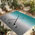thumbnail image 2 of Outdoor Rug 3x5 ft Hockey Player Outdoor Large Area Rug Non Slip Rubber Sports Ground Ombre Grey Turquoise Front Door Mat RV Rug Carpet Patio Outdoor Rugs for Backyard Balcony Deck Porch Indoor, 2 of 9