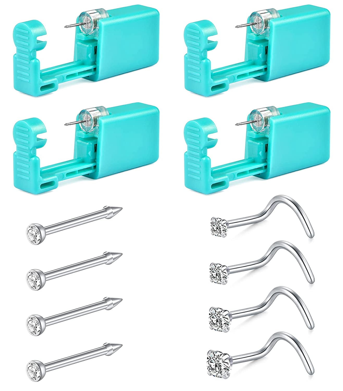 Briana Williams Nose Piercing Kit, Disposable Self Nose Piercing Gun Kit with 316L Stainless Steel 18G Double Nose Studs