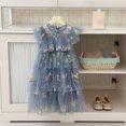 thumbnail image 5 of Curuila Kids Toddler Girls Mesh Dress Flutter Sleeve Floral Embroider Crew Neck Party Comfort Dresses For Girls Size 2-3 Years, 5 of 5