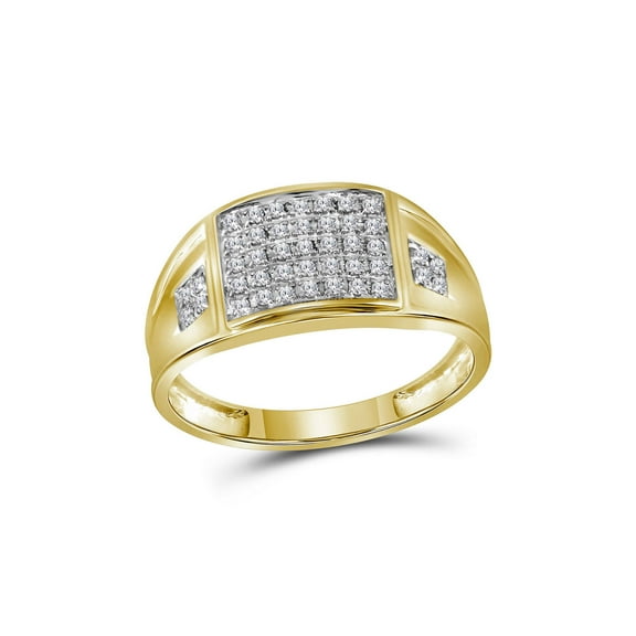 FB Jewels 10kt Yellow Gold Mens Round Prong-set Diamond Square Cluster Ring 1/4 Cttw Size 8