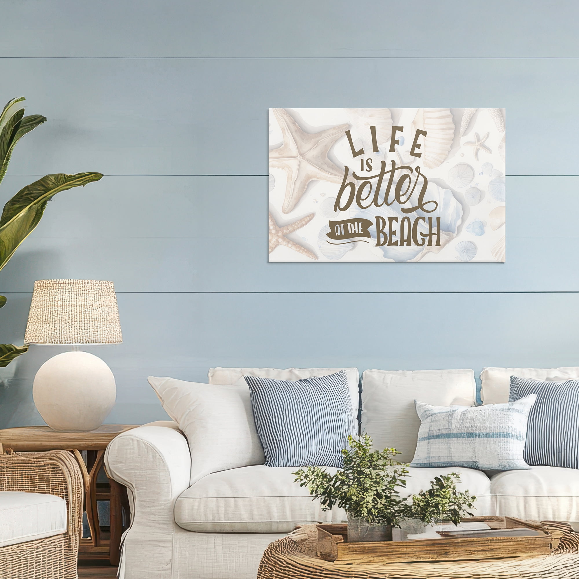 Stupell Industries Better At Beach Seashells Canvas Wall Art, design by Kim Allen