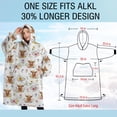 thumbnail image 4 of Oversized Wearable Blanket Hoodie,White Highland Cow Flower Pattern Sherpa Blanket Hoodie with Super Pockets,Super Warm Fuzzy Pullover for Women & Men, 4 of 6