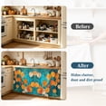 thumbnail image 4 of Orange Leaf Cabinet Curtain 32"Wx55"L, Dustproof Pantry Door Curtain with Self Adhesive Tape, Abstract Oil Painting Branch Turquoise Tall Storage Cover Privacy Drape for Bathroom Kitchen Laundry Room, 4 of 9