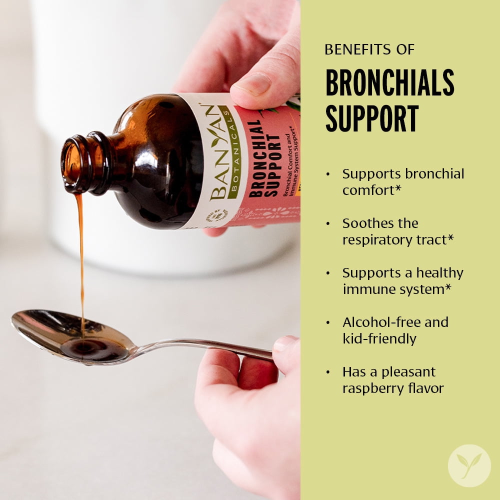 Banyan Botanicals Bronchial Support – Organic Herbal Syrup for Children & Adults – Soothing Respiratory Support Formula with Licorice & Ginger Root* – 6oz. – Non GMO Sustainably Sourced Vegetarian