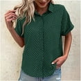 thumbnail image 2 of Posijego Womens Button down Shirt Polka Dot Short Sleeve Casual Shirts Business Work Blouses for Women, 2 of 4