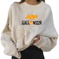 thumbnail image 4 of Sudaderas gráficas de Halloween para las mujeres de moda CREWNECK PODER FIT CASTOS Casual manga larga Lindo suéteres sueltos suéteres calabazas l Yinane Sudaderas, 4 of 7
