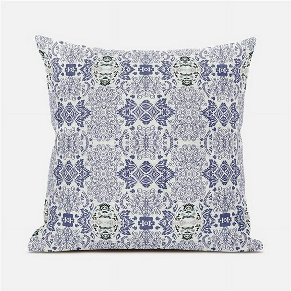 Amrita Sen Designs 16 x 16 in. Carnival Geo Broadcloth Indoor & Outdoor Zippered Pillow - White, Blue & Grey