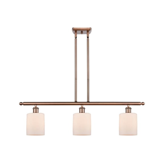 516-3I-AC-G111-LED-Innovations Lighting-Cobbleskill-10.5W 3 LED Island in Art Nouveau Style-36 Inches Wide by 10 Inches High   Antique Copper Finish