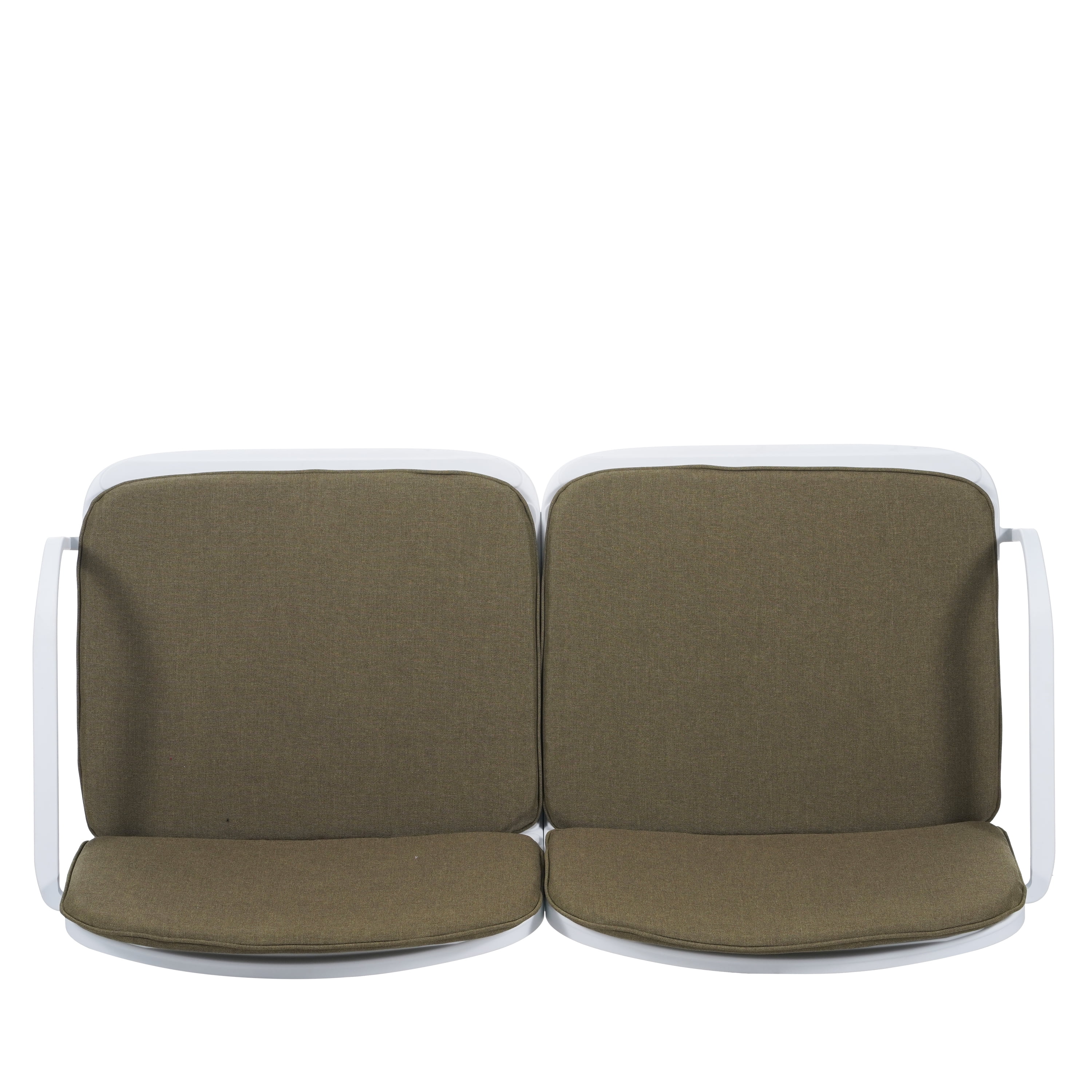 Patio Loveseat, Outdoor PP Sofa with Vibrant Green Cushion and Sturdy White Frame, Low Maintenance Design for Outdoor Seating, White Frame with Green Cushion