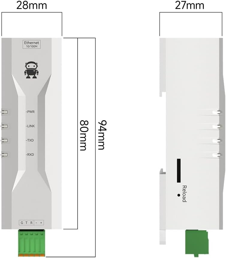 RS232 to Ethernet Serial Port Server NE2-D12 DC 8-28V TCP/UDP Modbus MQTT HTTP DNS DIN Rail Installation FOTA Remote Upgrade