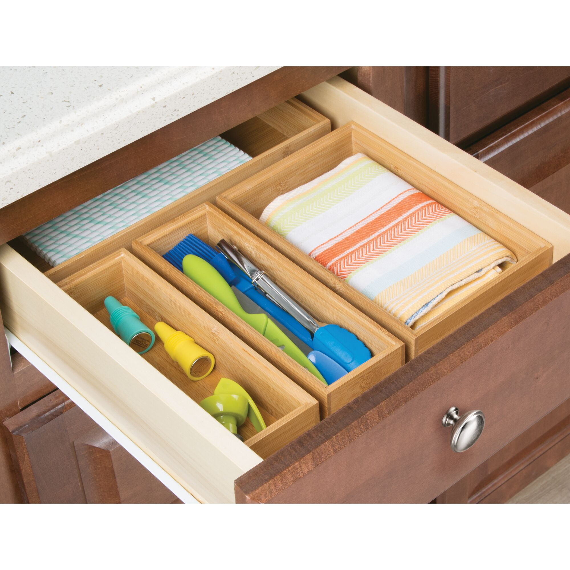 Stackable Bamboo Drawer Organizers – Set of 6