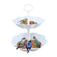 thumbnail image 1 of Sueyeuwdi Clearance Hummingbird Fruit Basket Cake Stand European Double Layer Fruit Tray Cake Rack Fruit Layered Tray Multifunctional Bird Feeder Blue Outdoor, 1 of 9