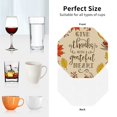thumbnail image 6 of Zufioo Thanksgiving With A Grateful Heart Print Leather Coaster Set, Decorative PVC Coasters 4-pack - Scald and Stain-resistant, Suitable for Home, Cafes, Restaurants-Octagon, 6 of 6
