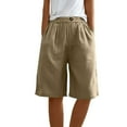 thumbnail image 4 of Brown Womens Pants Cotton Linen Shorts for Women Loose Fit Knee Length Shorts Casual Wide Leg Elastic Waist Workout Shorts Casual Pants Women, 4 of 6