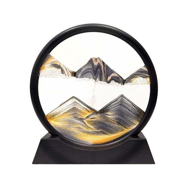 Imagen de arte de arena en movimiento, adorno decorativo para mesa, hoteles, sala de estar oro blanco negro