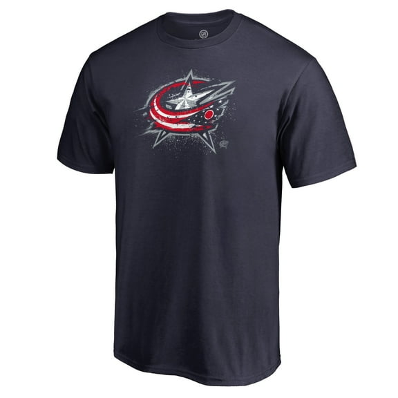Men's Navy Columbus Blue Jackets Splatter Logo T-Shirt