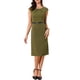 thumbnail image 2 of INSPIRE CHIC Vestido Elegante de Mujer con Mangas Cortas y Cinturón para Trabajar, Vestido Tipo Sheath en Verde Militar XL, 2 of 6