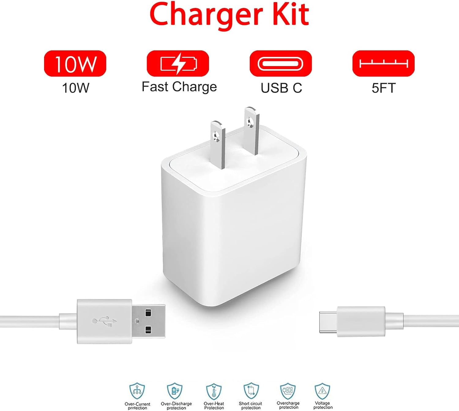RGHJAR-USB Type C Charger Compatible with Waterpik WF-20 WF-20CD010 Cordless Water Flosser, 5V 2A USB C Power Adapter for WF-17CD017-1 WF-30CD WF-20CD010 WF20 WF 20 Charger Charging Cord Cable