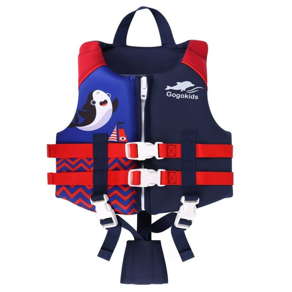 Gogokids Kids Swim Vest Toddler Life Jacket Flotation Buoyancy Swimsuit with Adjustable Safety Strap,Swim Jacket Pool Vest Learn to Swim for Children 20-70Lbs, Age 1-9 Years,Blue