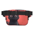 thumbnail image 3 of Honeii Cute Black Kitten Cartoon Print Square Double Layer Waist Bag,Waist Belt Bag Fashion Fanny Women and Men,For Travel Running Hiking Walking, 3 of 9