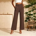 thumbnail image 2 of DYTTDG Women's Wide Leg Chino Pants | High Waisted Straight Leg Business Casual Trousers with Pockets, Office Wear, 2 of 7