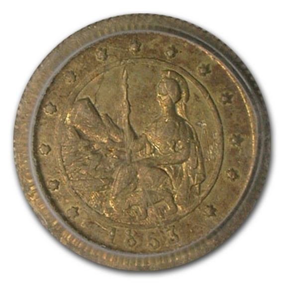 1853 50c Arms of California Fractional Gold?AU-58 PCGS (BG-435)